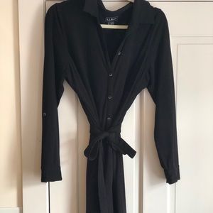 LL bean long sleeve, tie waist, shirt dress